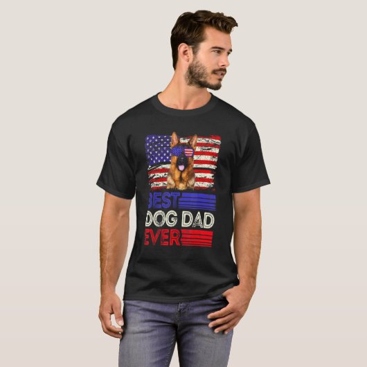 T-shirt Meilleur Berger Allemand Papa Jamais Drapeau Améri (Devant entier)