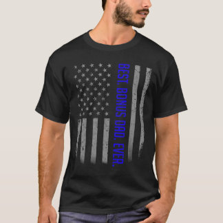 T-shirt Meilleur Bonus Papa Jamais American Flag Chemise C