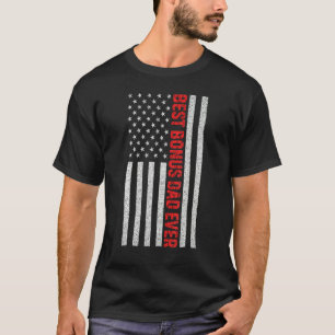 T-shirt Meilleur Bonus Papa Jamais Us Drapeau Américain Fa