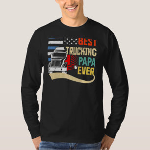 T-shirt Meilleur Camion Papa Ever Drapeau Trucker Trucker