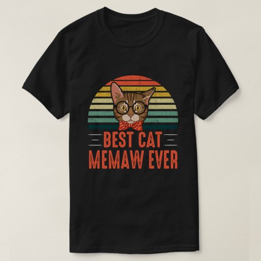 T-shirt Meilleur Cat MEMAW Jamais Rétro Vintage (Design devant)