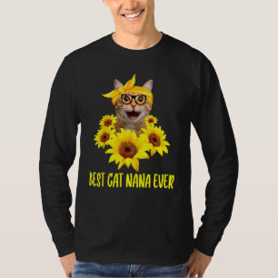 T-shirt Meilleur Chat Nana Ever Grandma Sunflower Kitten