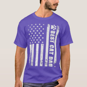 T-shirt Meilleur Chat Papa Jamais Drapeau Américain Camo T