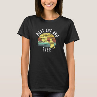 T-shirt Meilleur Chat Papa Jamais Père Fête S Retro Sun Ch