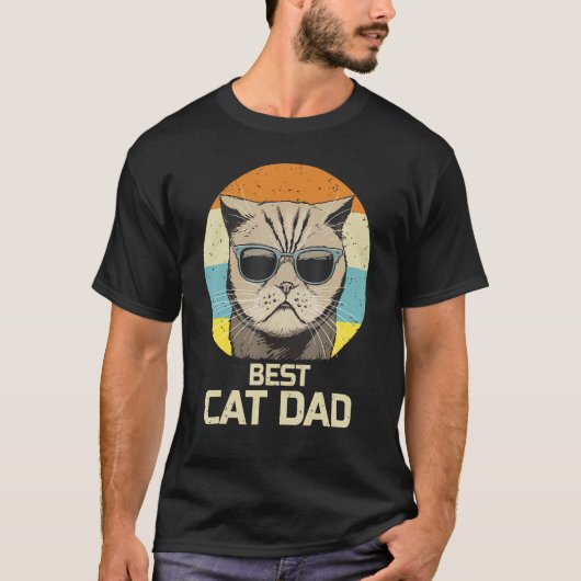 T-shirt Meilleur Chat Papa Lunettes de soleil Retro Funny  (Devant)