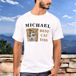 T-shirt Meilleur Chat Papa Photo Personnalisée Nom Personn