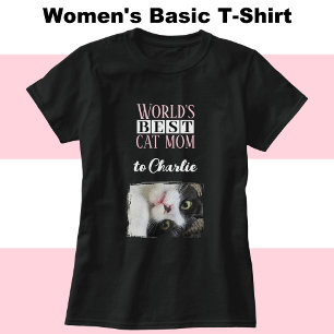 T-shirt Meilleur chat photo ajouter nom rose blanc