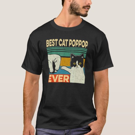 T-shirt Meilleur Chat Poppop Jamais Chat Papa Fête des pèr (Devant)
