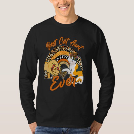 T-shirt Meilleur chat Tante Ever Chat Leopard Arc-en-ciel (Devant)