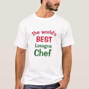T-shirt Meilleur chef lasagne du monde : vert blanc rou