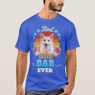 T-shirt Meilleur Chien Papa Jamais Corgi Floral Retro Père