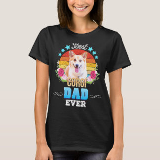 T-shirt Meilleur Chien Papa Jamais Corgi Floral Retro Père