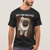 T-shirt Meilleur Chien Papa Jamais Photo Animaux Amusants  (Devant)