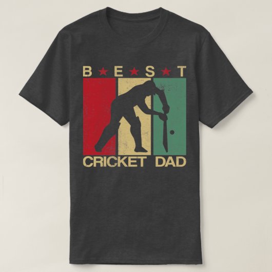 T-shirt Meilleur Cricket Papa Vintag Idée cadeau (Design devant)