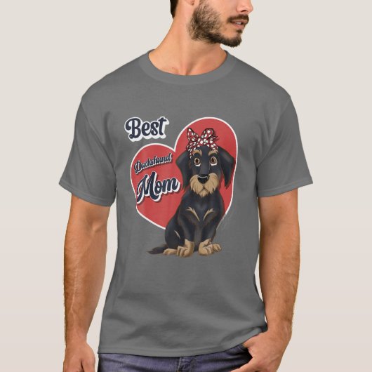 T-shirt Meilleur Dachshund Maman mignonne Fil Haired Chien (Devant)