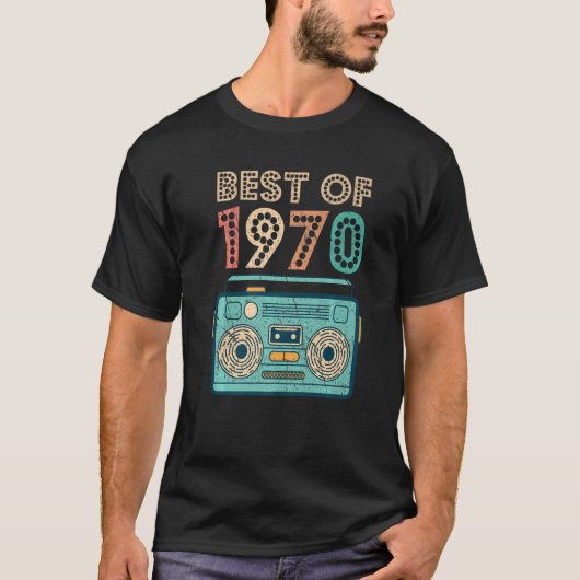 T-shirt Meilleur De 1970 52e Anniversaire Cassette Retro V (Devant)