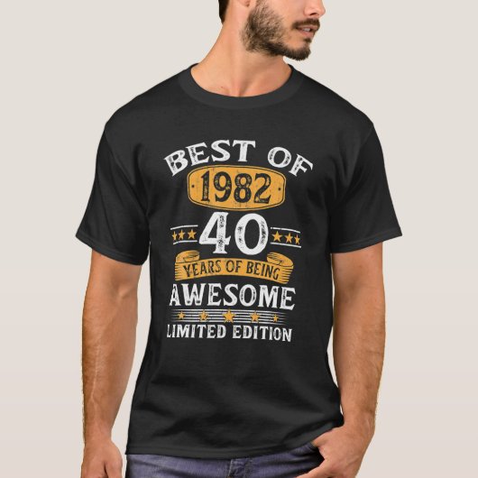 T-shirt Meilleur De 1982 Cadeaux De 40 Ans Cadeaux De 40E  (Devant)