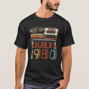 T-shirt Meilleur De Juillet 1980 Anniversaire Vintage 42 A