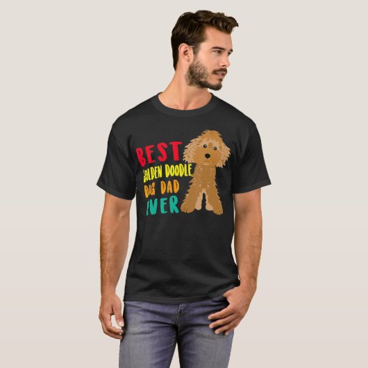 T-shirt Meilleur Doodle Doré Chien Papa Jamais Fête des pè (Devant entier)