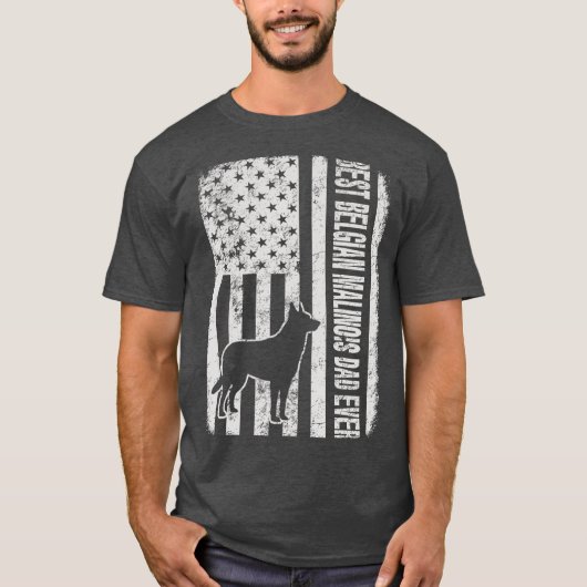 T-shirt Meilleur Drapeau Belge Malinois Papa Jamais Améric (Devant)