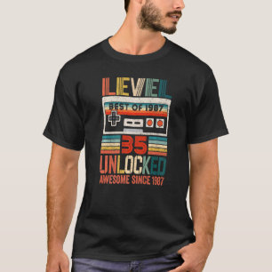 T-shirt Meilleur Du Jeu Vidéo Vintage De Niveau 35 Déverro