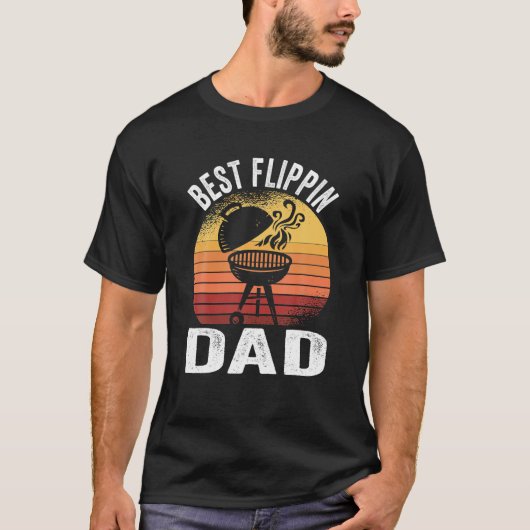 T-shirt Meilleur Flippin Papa Barbecue Fumer Viande BBQ (Devant)