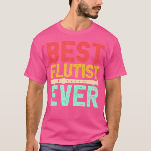 T-shirt Meilleur Flutist Jamais Marquage Bande Instrument