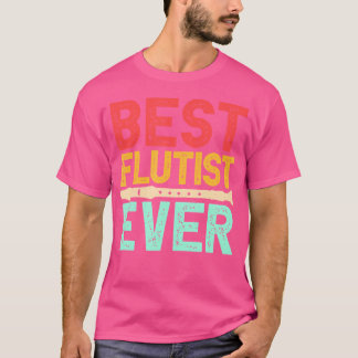 T-shirt Meilleur Flutist Jamais Marquage Bande Instrument