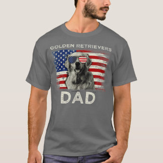 T-shirt Meilleur Golden Retrivers Papa Jamais American Fla
