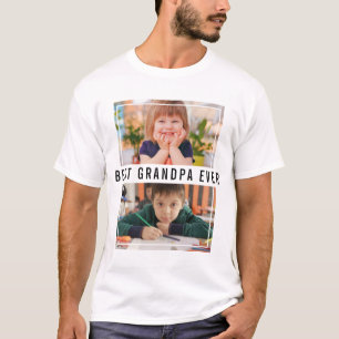 T-shirt Meilleur Grand-Père Ever Grand-Enfants 2 Photo Col