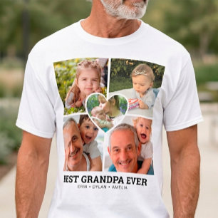 T-shirt "Meilleur Grand-Père Jamais" Collage Photo Personn