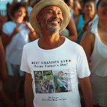 T-shirt Meilleur grand-père Vous aimez toujours collage ph<br><div class="desc">Moderne contemporain BEST GRANDPA JAMAIS Happy Fête des pères 4 famille photo collage gardien simple t-shirt blanc et noir avec un audacieux modèle script de typographie. Créez votre propre site avec quatre photos de famille et votre texte ! Vous pouvez modifier les couleurs du texte. Il peut s'agir d'un cadeau...</div>