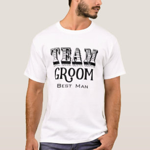 T-shirt Meilleur homme Team Groom Main Lettré Encre Noire