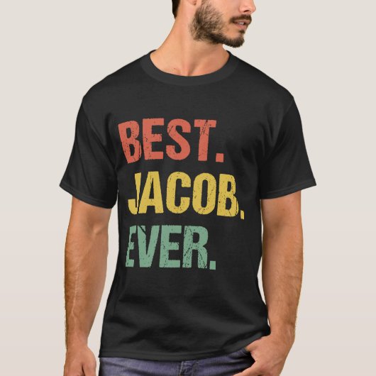 T-shirt Meilleur Jacob Jamais Rétro Nom Humour Nom (Devant)