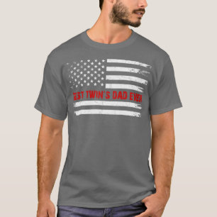 T-shirt meilleur jumeaux papa jamais drapeau américain 4 j