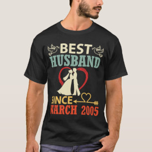 T-shirt Meilleur Mari depuis mars 2005 Mariage marié 18 an