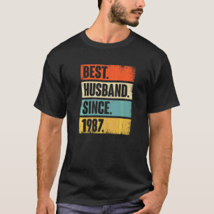 T-shirt Meilleur Mari Rétro depuis 1987 35ème Mariage Aniv