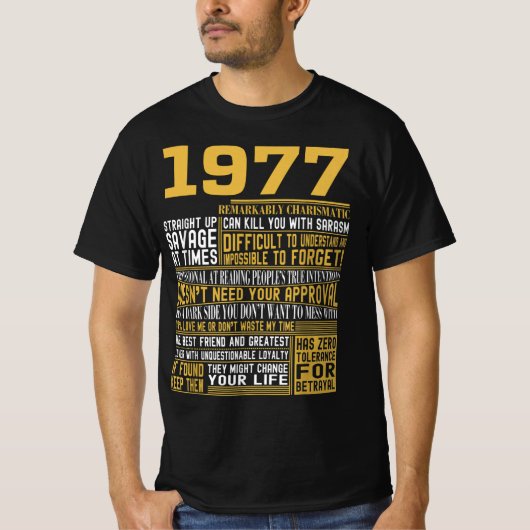 T-shirt Meilleur né en 1977 Faits pour les hommes, les fem (Devant)