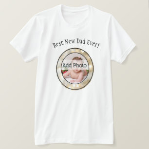T-shirt Meilleur nouveau père Père cadre photo famille