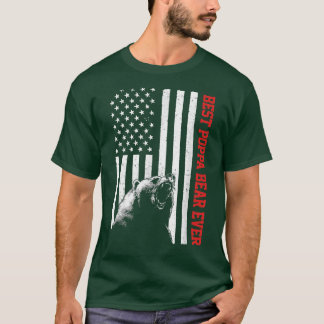 T-shirt Meilleur Ours Poppa Jamais USA Da père du drapeau 