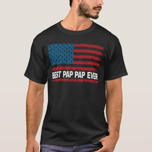 T-shirt Meilleur pap Ever Us Flag Grandpa Fathers Day (Devant)