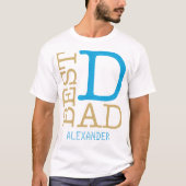 T-shirt Meilleur papa Blue Gold Parties scintillant Nom pe (Devant)