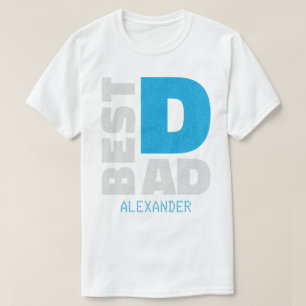 T-shirt Meilleur papa Blue Silver Parties scintillant Nom