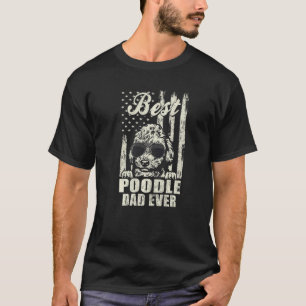 T-shirt Meilleur Papa Caniche De Tous Les Temps Drapeau Ré