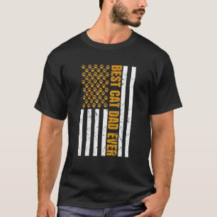 T-shirt Meilleur papa chat du monde Drapeau américain Fête