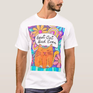 T-shirt Meilleur papa chat du monde en aquarelle tee shirt