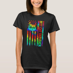 T-shirt Meilleur Papa Chat Du Monde Père Tie Dye Drapeau A