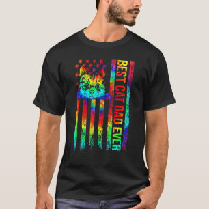 T-shirt Meilleur Papa Chat Du Monde Père Tie Dye Drapeau A