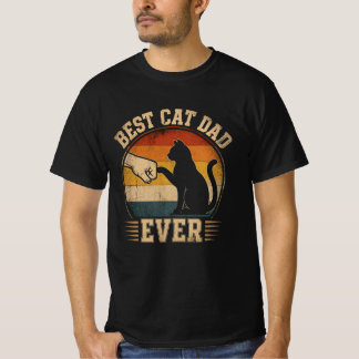 T-shirt Meilleur Papa Chat du Monde Retro Sunset Fist Bump