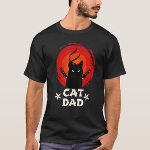T-shirt Meilleur papa chat ninja de la fête des pères rétr
